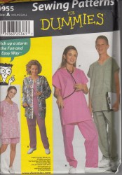 9955   SIMPLICITY TEENS SCRUB TOPS, BOTTOMS, JACKET PATTERN XXS=LG UNCUT